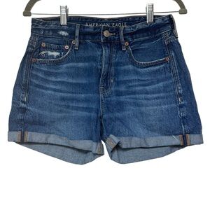 {American Eagle} "Tomgirl Short" Rolled Cuffed Hem Midi Mom Denim Jean Shorts